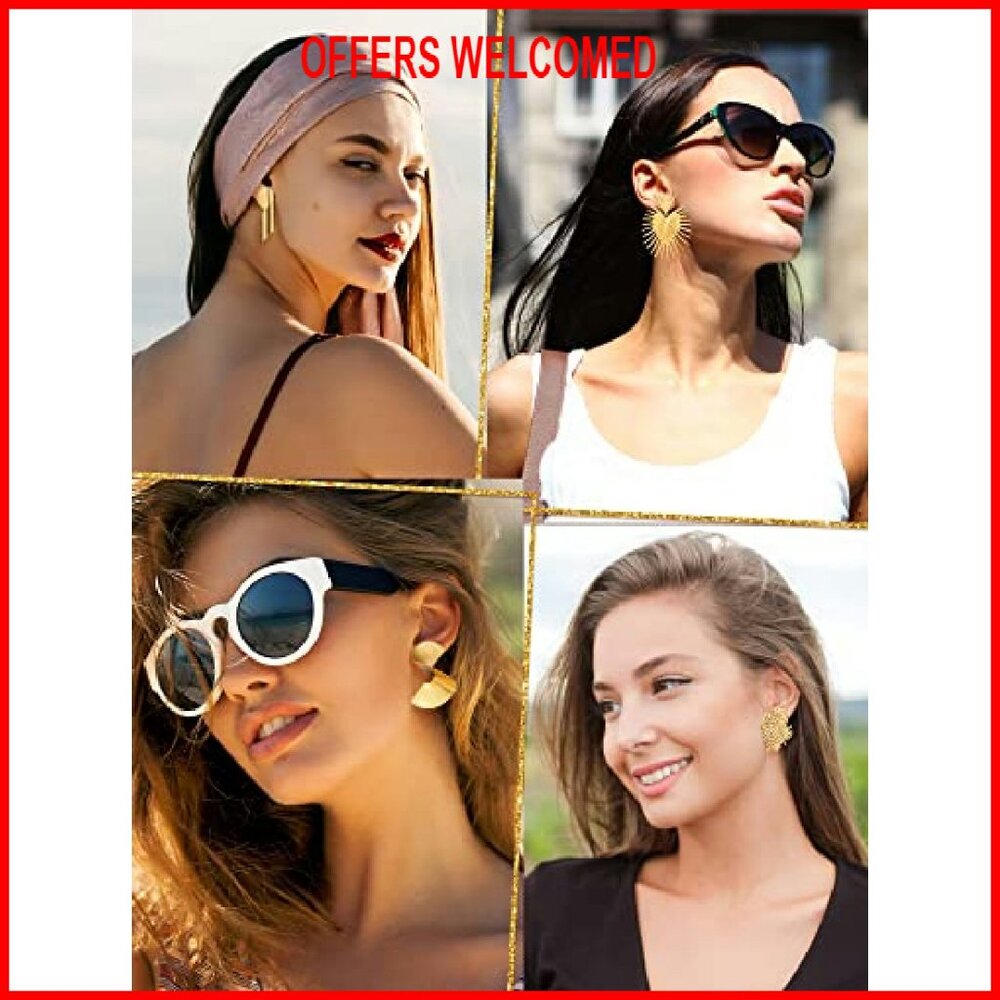 6 Pair Statement Earrings Geometric Drop Dangle A… - image 5